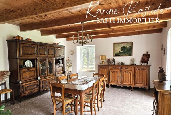 Belle maison en pierres sur grand jardin