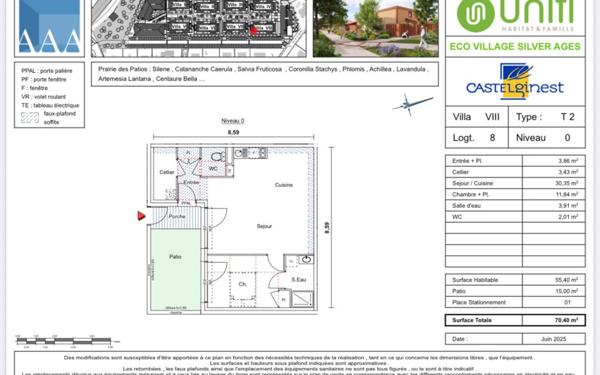 Maison à vendre    2 pièces • 55,40 m2 Castelginest