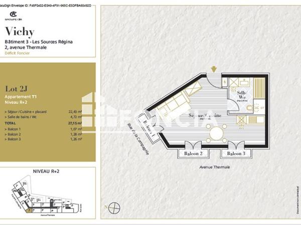 Location Studio 26.02 m² - Vichy 03200
