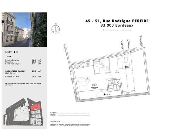 Appartement 2 pièces de 35 m² à Bordeaux (33000)