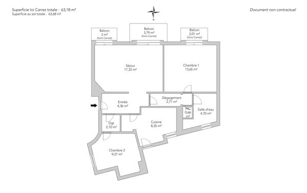 Appartement Paris 17 e - PORTE DE CLICHY / PARC MARTIN LUTHER KING