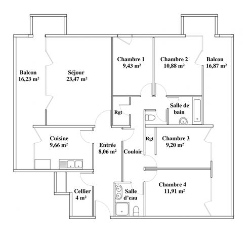 Nanterre (92000) Nanterre Préfecture : Appartement de 5 pièces sur 106,52 m² avec 2 larges balcons et un box fermé