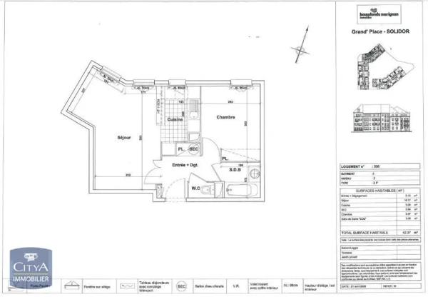 Appartement à louer 2 pièces 42.37m²