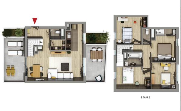 Incroyable T5 duplex au coeur de Montpellier avec deux terrasses