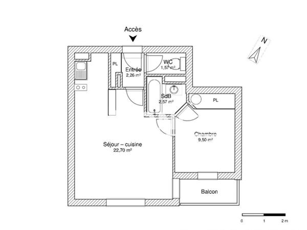 Location Appartement 2 pièces 38.6 m² - ALLEES MOISE MAIMONIDE Nailloux 31560