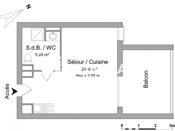 Location Studio 28.7 m² - 420 RUE FRA ANGELICO Montpellier 34000
