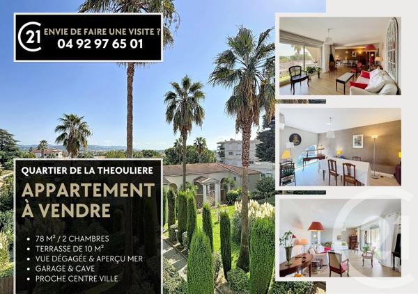 Appartement F4 à vendre  4 pièces - 78 m 2   MANDELIEU LA NAPOULE  - 06