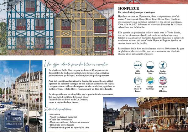 Appartement à vendre 1 pièce 31.38m² Honfleur (14600)