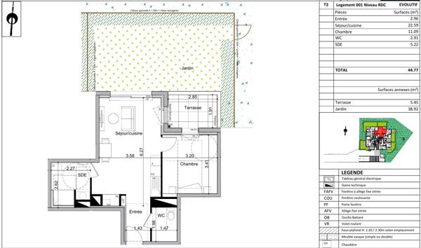 A vendre T2 avec jardin privatif - Quartier La Fayette - Condorcet à ANGERS