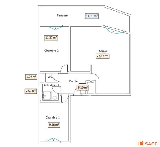 Quartier Petite Garenne. Appartement 3 pièces avec terrasse, parking et cave