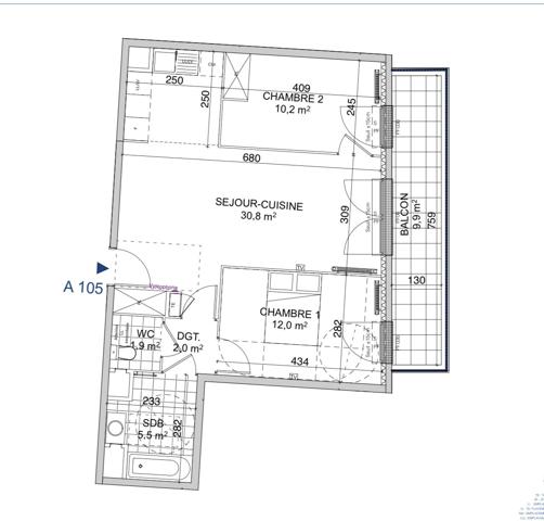 Appartement à vendre 3 pièces 63 m² Châtenay-Malabry