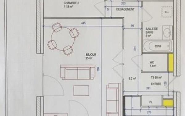 Appartement à louer    3 pièces • 69,01 m2 Saint-Étienne-de-Crossey