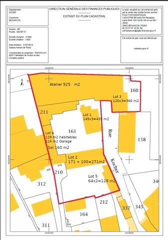 Doubs (25), à vendre Besançon, 5 Immeubles + 1 Atelier + terrain de 3417 m2 Besançon, quartier Chaprais.
