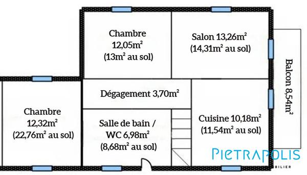 T3 58m² à personnaliser avec balcon, cave et 2 stationnements - CROZET – Secteur Villeneuve