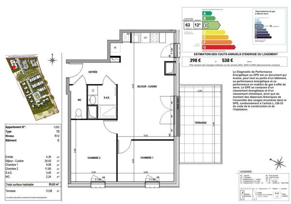 Appartement à vendre 3 pièces 56 m² Couëron