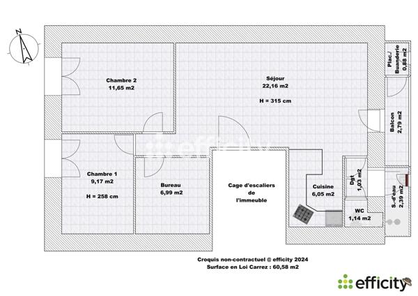Appartement 3 pièces - 60 m²