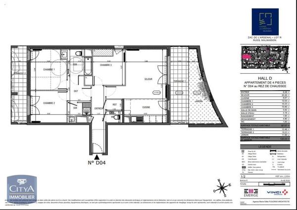 Appartement à louer 4 pièces 87.57m²