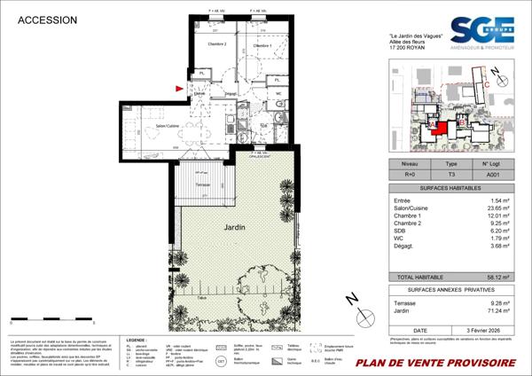 Appartement
                                                                                                                                                                                                                                                                                                                        3 pièce(s)                                                                                                                                                                                                          2 chambre(s)                                                                                                                                                                                                          58.12  m²