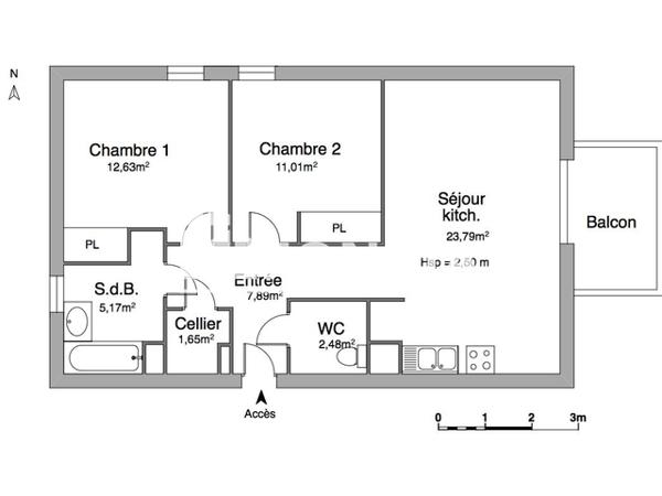 Location Appartement 3 pièces 64.62 m² - 9 PETIT CHEMIN DE CAMPARIAN Cenon 33150