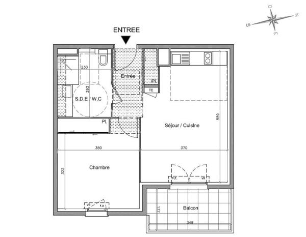 Appartement à DRAGUIGNAN, 83300 - 2 pièces 43m²