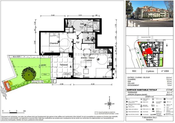 Appartement T2 à vendre  2 pièces - 47 m2 ARCACHON - 33