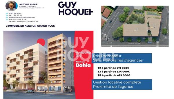Appartement Montpellier 3 pièce(s) 63 m2, 16 m² de terrasse et parking