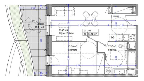 Appartement à vendre 2 pièces 44 m² Aix-les-Bains