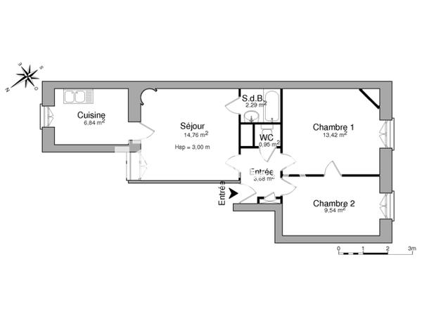 Location Appartement 3 pièces 51.48 m² - 42 BOULEVARD DU 26 EME RI Nancy 54000