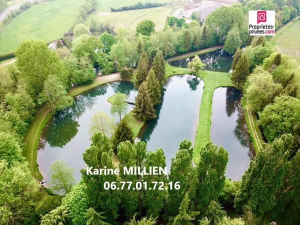 NONANCOURT 27320 Maison individuelle et lodge aménagé, 4 étangs avec bras de rivière, double garage, terrain de plus de 5 Hectares - 570 000  HAI