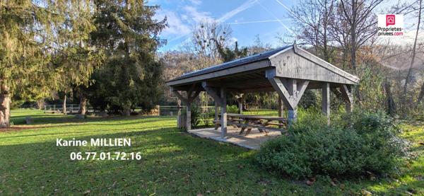 NONANCOURT 27320 Maison individuelle et lodge aménagé, 4 étangs avec bras de rivière, double garage, terrain de plus de 5 Hectares - 570 000  HAI