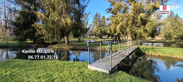 NONANCOURT 27320 Maison individuelle et lodge aménagé, 4 étangs avec bras de rivière, double garage, terrain de plus de 5 Hectares - 570 000  HAI