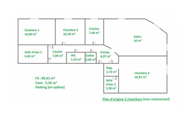 Appartement
         4 pièces
        - 89 m² 450 000 € *