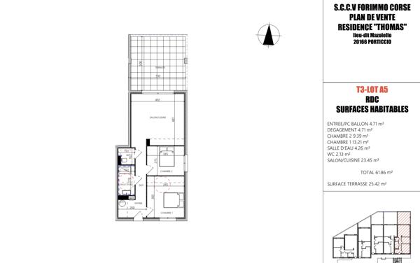 Appartement 3 pièce(s) 2 chambre(s) 62 m²