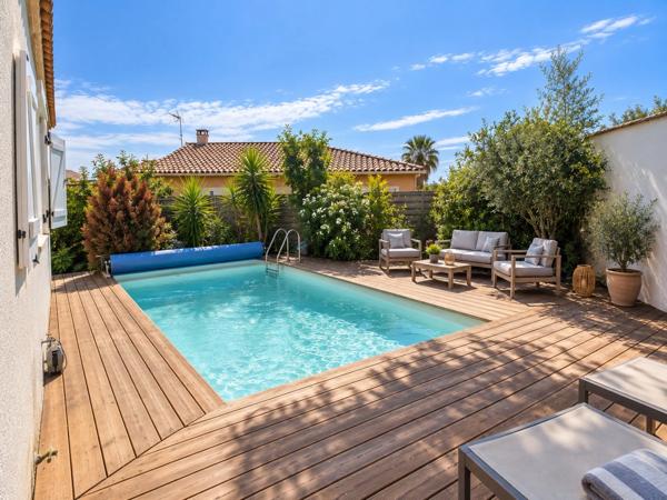 PORTIRAGNES- Villa 4 faces de plain-pied – 5 chambres, piscine et jardin intimiste