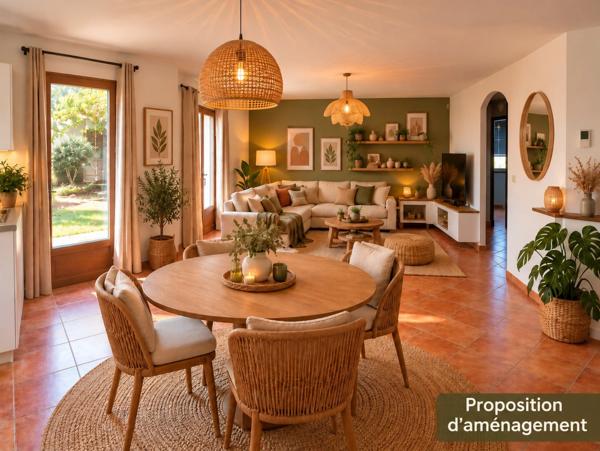 PORTIRAGNES- Villa 4 faces de plain-pied – 5 chambres, piscine et jardin intimiste