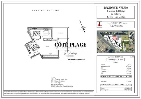 Les Mathes (17570) La Palmyre Appartement NEUF T3 avec terrasse Garage et cave au prix de 314.900€ HAI