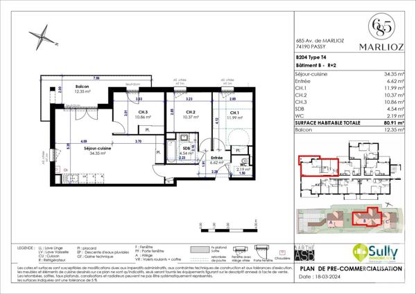 Appartement F4 à vendre  4 pièces - 80,91 m2 PASSY - 74