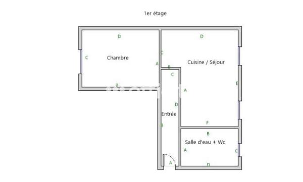 Appartement 2 pièces - 45 m² Exclusivité efficity