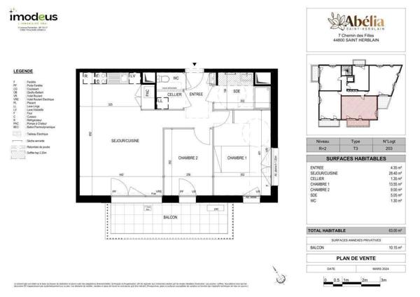 Appartement 3 pièces                                        - 44800 Saint-Herblain Réf : 12163