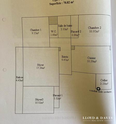 Appartement T3 traversant avec balcon, cave, box fermé et parking