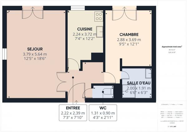Appartement 2 pièces de 50 m² à Évry (91000)
