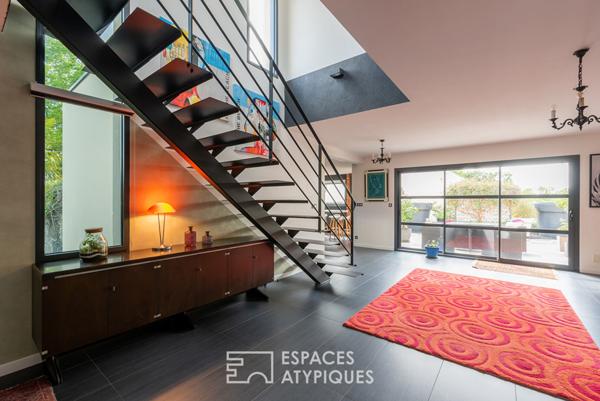 Vaste contemporaine cubique avec piscine à dix minutes de Rennes