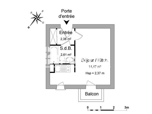 Location Studio 19.5 m² - 40 CHEMIN DE LA SALADE PONSAN Toulouse 31400