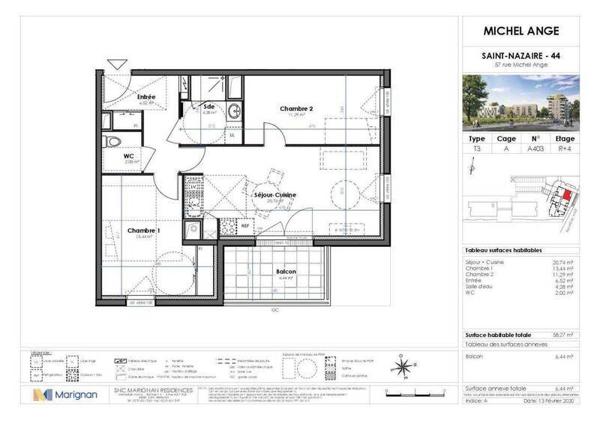 Appartement 3 pièces                                        - 44600 Saint-Nazaire Réf : 3704