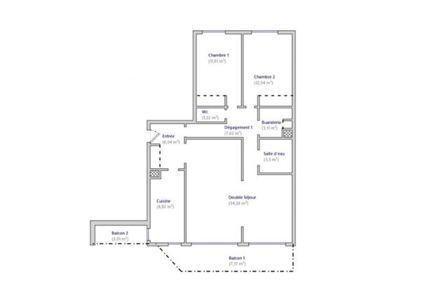 Appartement 4ème étage sur jardin- Balcons - Parking 