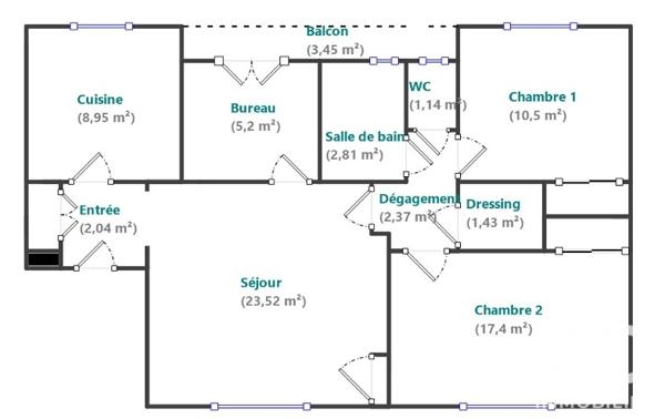 Appartement à vendre 3 pièces 75,36 m² Boulogne-Billancourt