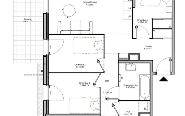 Appartement à vendre    5 pièces • 93,10 m2 Neuville-sur-Saône