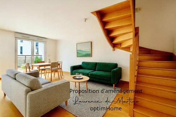 Duplex 3 pièces au 2ᵉ et 3ᵉ étage avec balcon, loggia, proche RER A Nanterre-Ville.