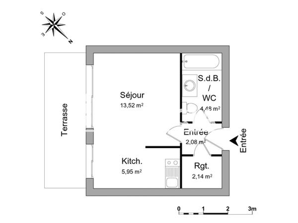 Location Studio 28.17 m² - 77-79 RUE DELPECH Amiens 80000