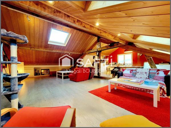 Appartement cosy T4 de 72m², au sol 121m², trois chambres, salle de bain et douche, cave idéal pour entreposer vélos et skis, place de parking aérien.